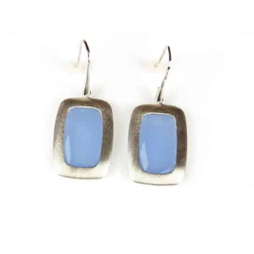 Zilveren oorringen oorbellen Model Color Power gezet met lichtblauwe stenen - Sieraden