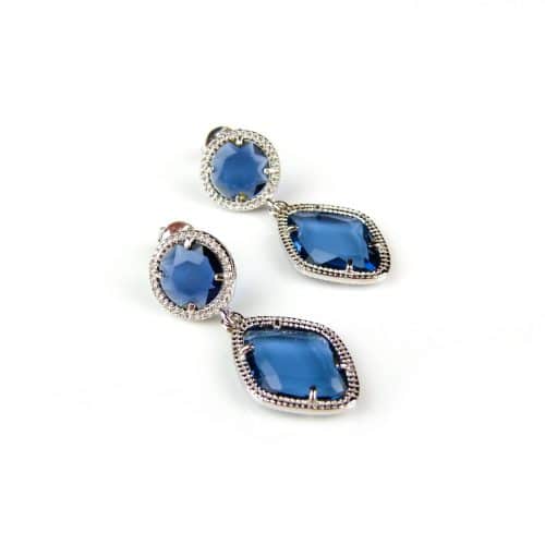 Zilveren oorringen oorbellen Model Tango gezet met blauwe stenen - Saffier