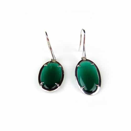 Zilveren oorringen oorbellen Model Oval groene stenen - Smaragd