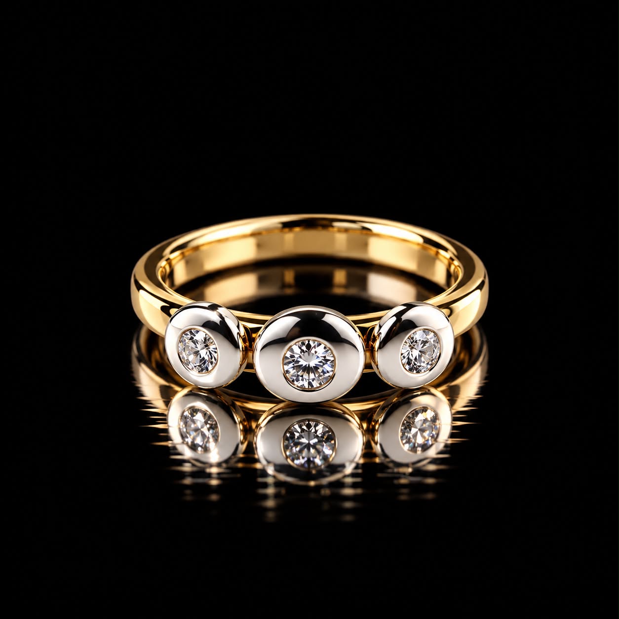 ring in geel en wit goud gezet met diamant