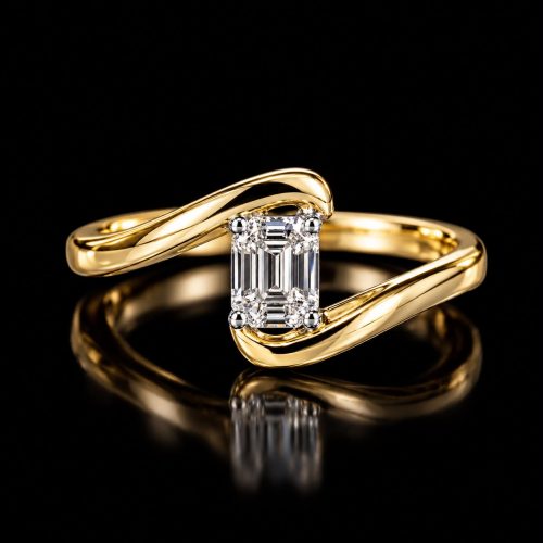 ring in roos goud en wit goud gezet met diamant