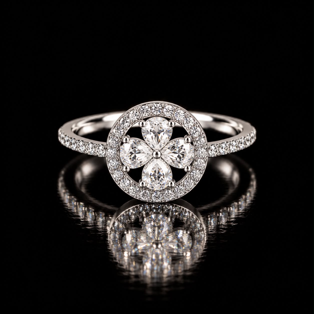 Wit gouden ring gezet met diamant