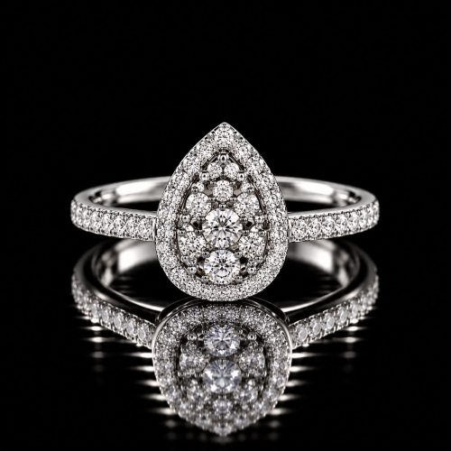 ring in roos goud gezet met roze saffier en diamant