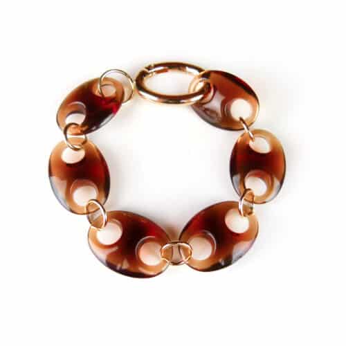 Armband Model Oval met cognac bruine acryl schakels