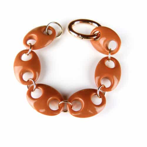 Armband Model Oval met bruine acryl schakels