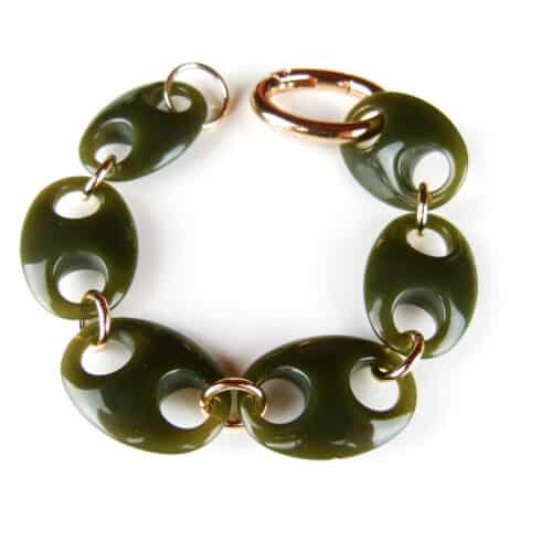 Armband Model Oval met khaki acryl schakels