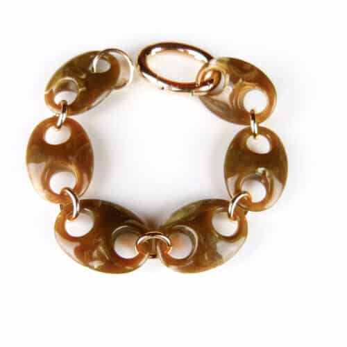 Armband Model Oval met bruin gemengde acryl schakels