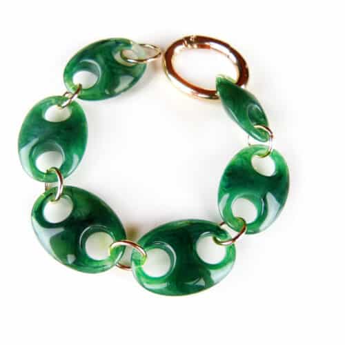 Armband Model Oval met donker groene acryl schakels