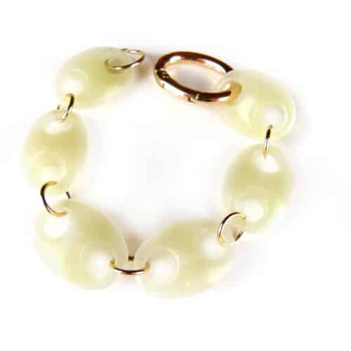 Armband Model Oval met witte acryl schakels