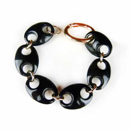 Armband Model Oval met zwarte acryl schakels