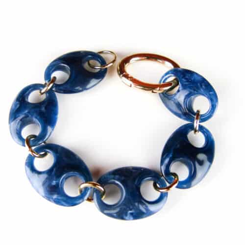 Armband Model Oval met blauwe acryl schakels