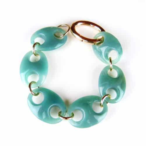 Armband Model Oval met licht groene acryl schakels