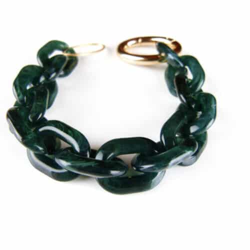 Armband Model Gourmette met donker groene acryl schakels