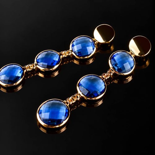 Oorringen Model 3 Rounds met donker blauwe stenen