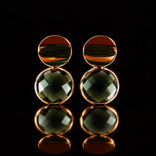 Oorringen Model 1 Round goudkleurig met grijze steen