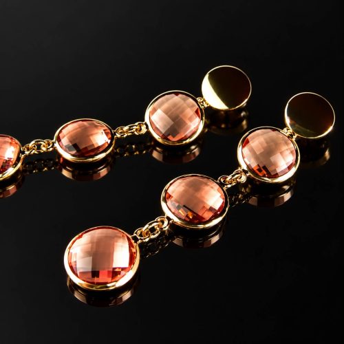Oorringen Model 3 Rounds met zalmroze stenen