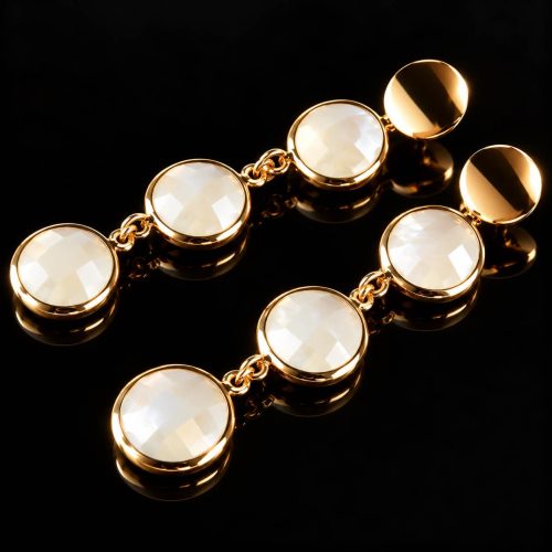 Oorringen Model 3 Rounds met witte stenen
