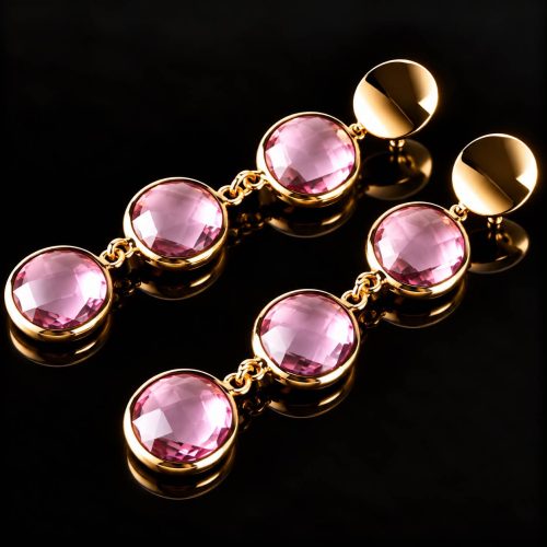 Oorringen Model 3 Rounds met roze stenen