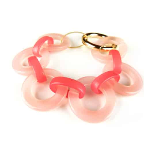Armband Model Cirkels lichte en fel roze acryl schakels