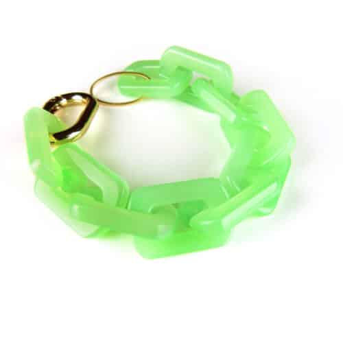 Armband Model Rectangle met lichtgroene acryl schakels