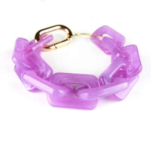 Armband Model Rectangle met lila paarse acryl schakels