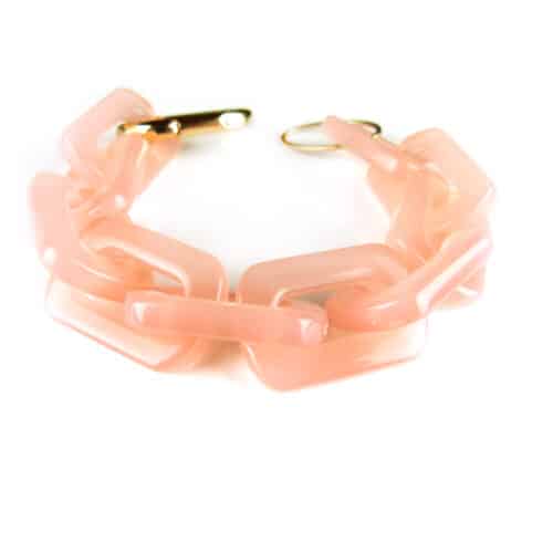 Armband Model Rectangle met licht roze acryl schakels