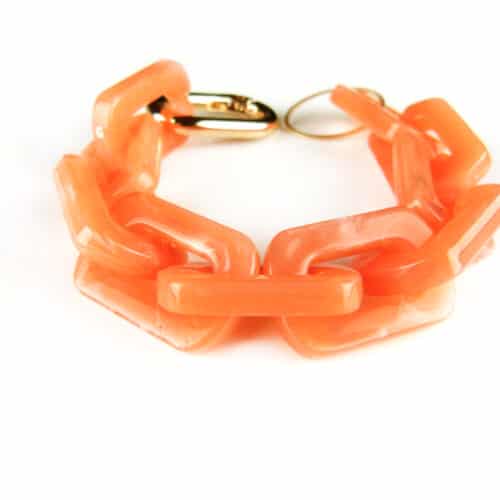 Armband Model Rectangle met oranje acryl schakels