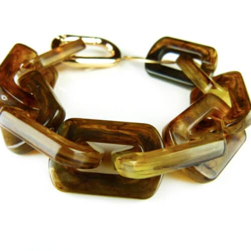 Armband Model Rectangle met bruin mix acryl schakels