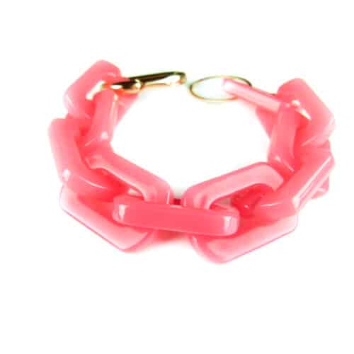 Armband Model Rectangle met fel roze acryl schakels