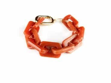 Armband Model Rectangle met oranje roeste acryl schakels