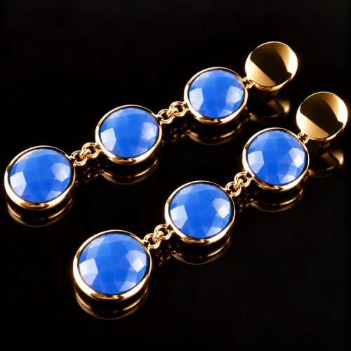 Oorringen Model 3 Rounds met blauwe stenen