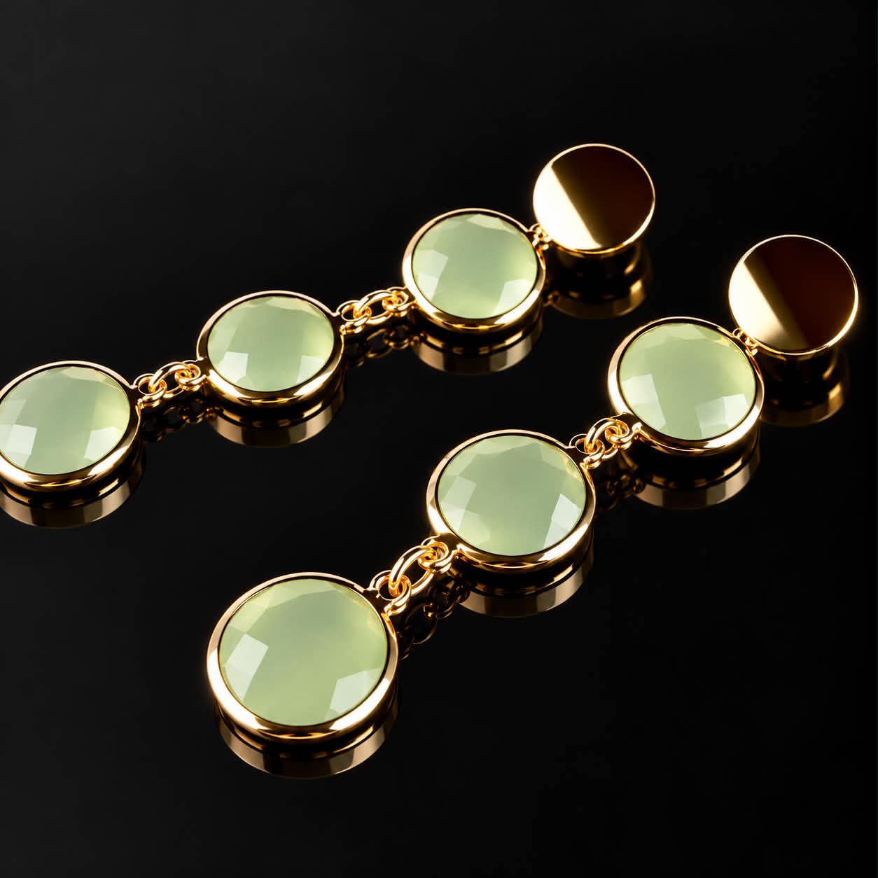 Oorringen Model 3 Rounds met opaque blauwe stenen