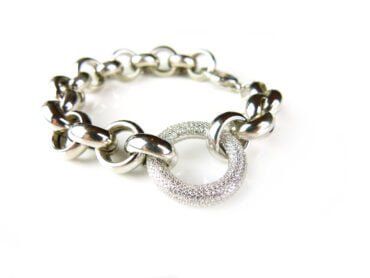 Armband in zilver met schakels en cubic zirconia