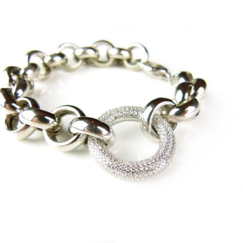 Armband in zilver met schakels en cubic zirconia