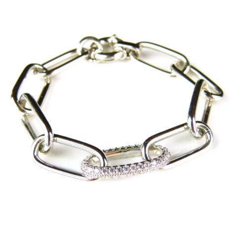 Armband in zilver met schakels en cubic zirconia