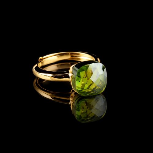 Ring in zilver geelgoud verguld model pomellato kaki groene steen