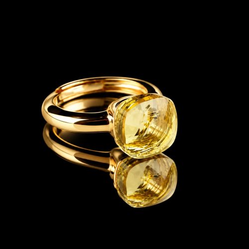 Ring in zilver geelgoud verguld model pomellato gele steen
