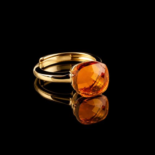 Ring in zilver geelgoud verguld model pomellato oranje steen