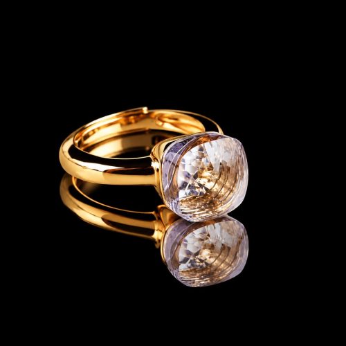 Ring in zilver geelgoud verguld model pomellato lila steen