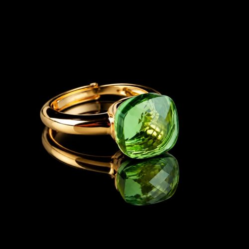 Ring in zilver geelgoud verguld model pomellato fris groene steen