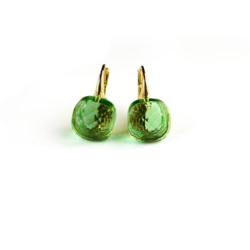 Zilveren oorringen oorbellen geelgoud verguld model pomellato met groene steen