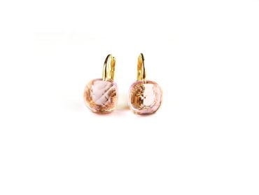 Zilveren oorringen oorbellen geelgoud verguld model pomellato met roze steen