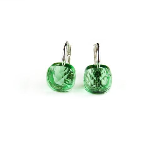 Zilveren oorringen oorbellen model pomellato groene steen