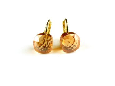 Oorringen Oorbellen in zilver geelgoud verguld model pomellato roze champagnekleurige steen