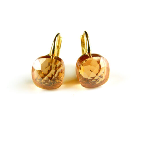 Oorringen Oorbellen in zilver geelgoud verguld model pomellato roze champagnekleurige steen