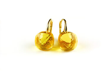 Oorringen Oorbellen in zilver geelgoud verguld model pomellato gele steen