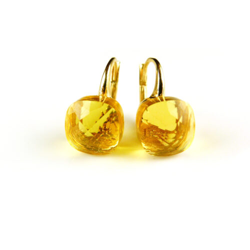 Oorringen Oorbellen in zilver geelgoud verguld model pomellato gele steen