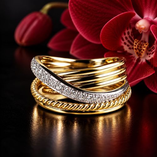 Ring in geel en wit goud gezet met diamant