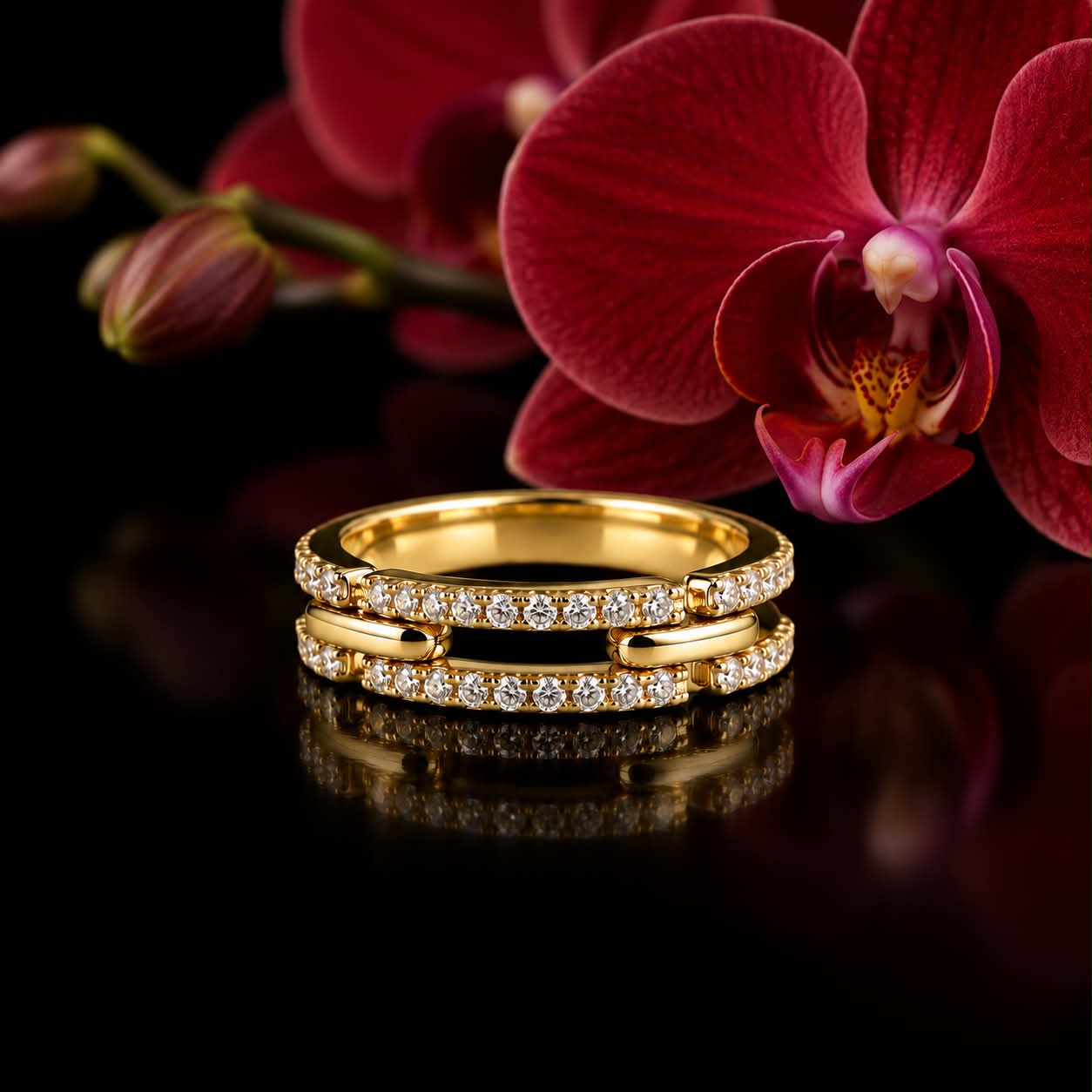 Ring in geelgoud gezet met diamant