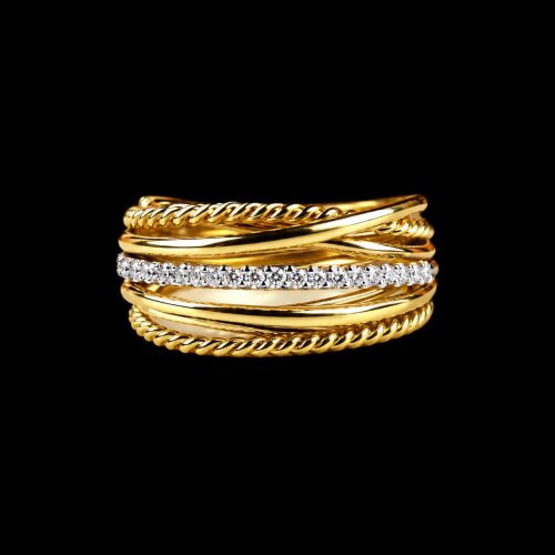 Ring in geel en wit goud gezet met diamant